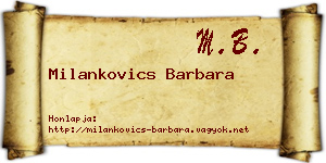 Milankovics Barbara névjegykártya